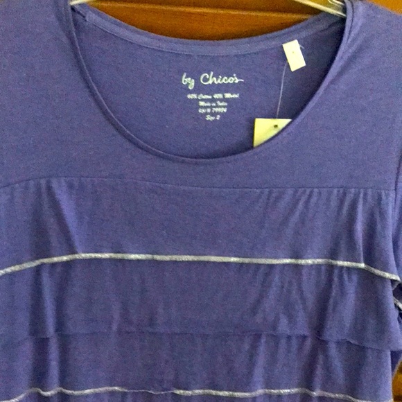 ^ NWT Chico’s Layered Top With Silver Edging. L - Picture 2 of 3